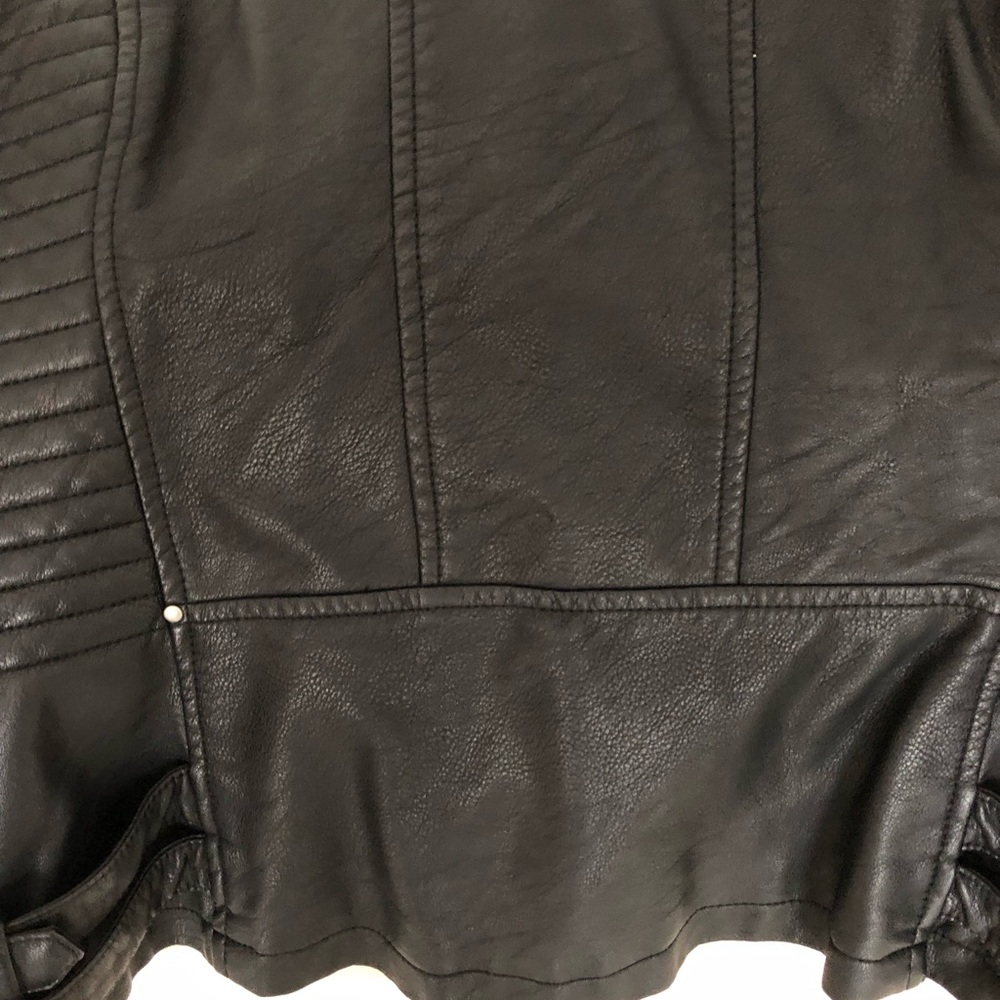 Warehouse Black Leather Bomber Jacket - Picture 4 of 6